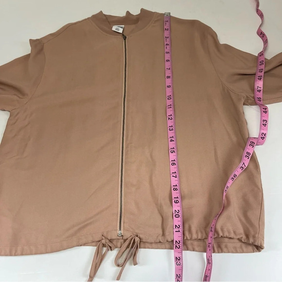 Melrose & Market Bomber Jacket Womens XS Tan Brown Lightweight Drawstring - Picture 11 of 11